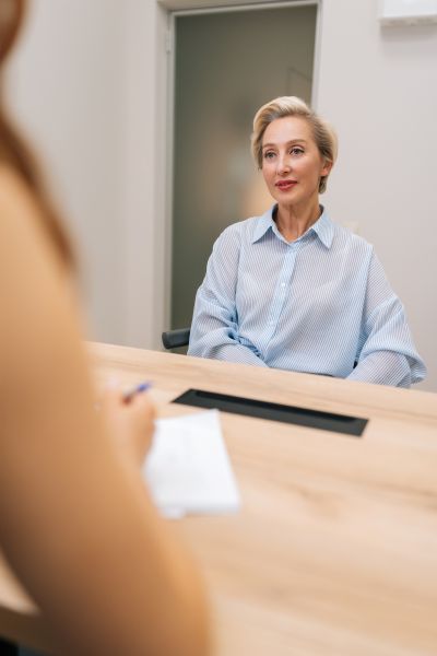 lady in interview