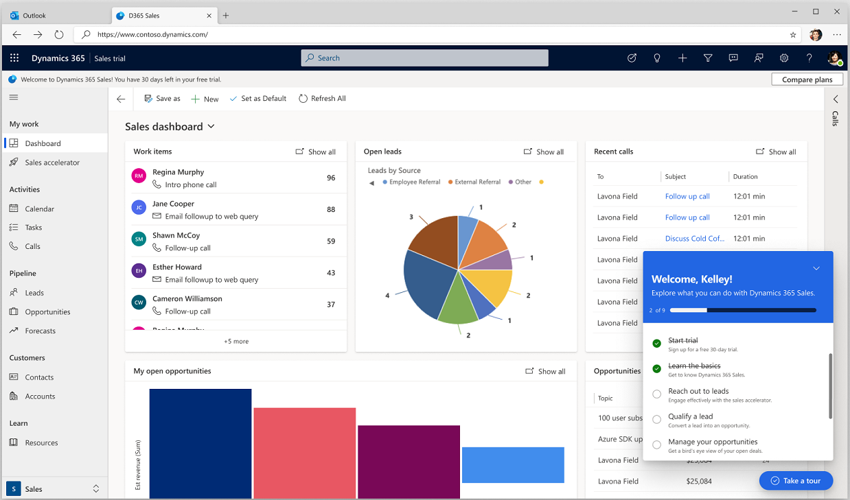 Microsoft Dynamics 365 Sales dashboard